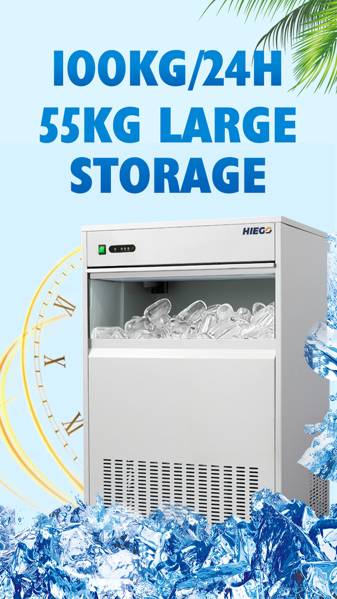 Paslanmaz Çelik Mermi Şekilli Buz Makinesi 100kg Ticari Çakıl Buz Makinesi Hava Soğutma 1
