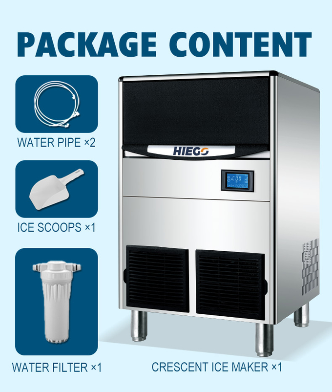 100KG / 24Hr Hilal Buz Makinesi R404 45kg Ticari İçin Temiz Buz Yapma Makinesi 9
