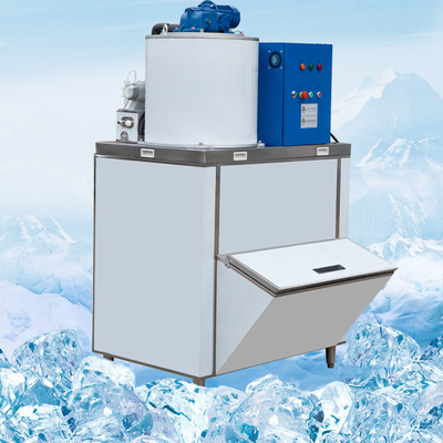 300kg / 24h Deniz Suyu Yaprak Buz Makinesi Ticari Paslanmaz Çelik Dondurulmuş Kar Konisi Makinesi