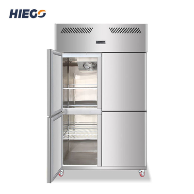 Et için 1000L Paslanmaz Çelik Dondurucu 4 Kapı Fan Soğutma Dikey Mutfak Buzdolabı