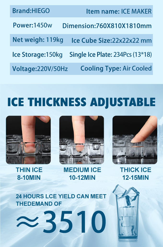 550Kg / 24H Ticari Buz Küpü Makinesi Taşınabilir Buz Yapıcı 7