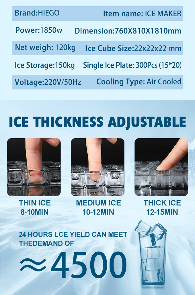 Bar İçin Paslanmaz Ticari 300Kg Küp Buz Yapma Makinesi 8
