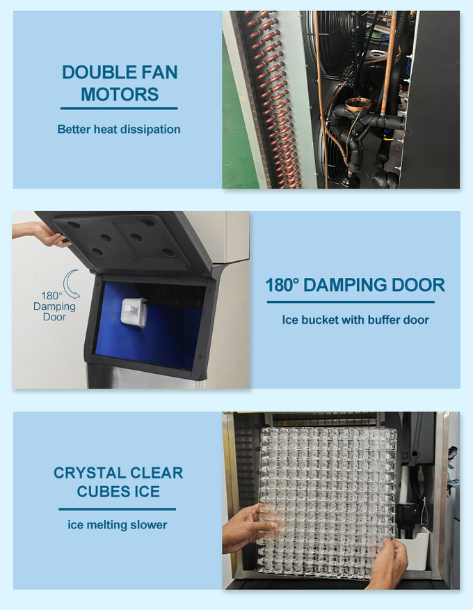 Dondurucu 400kg Paslanmaz Çelik Otomatik Buz Topu Makinesi İçin Ticari Buz Küpü Makinesi 3