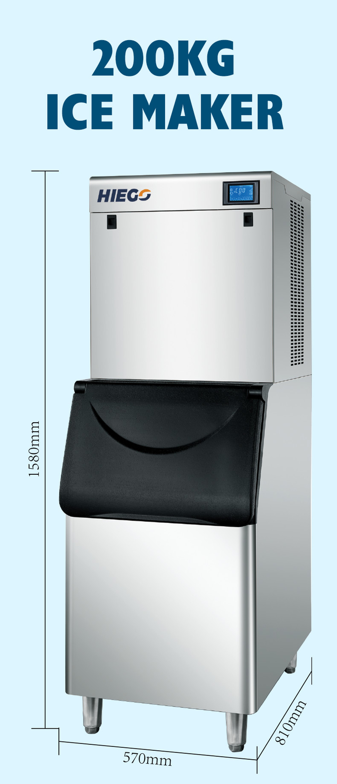 Ticari 450 Lb Buz Makinesi 200kg Elektrikli Buz Küpü Yapıcı 1100kg Saklama Kutusu 7