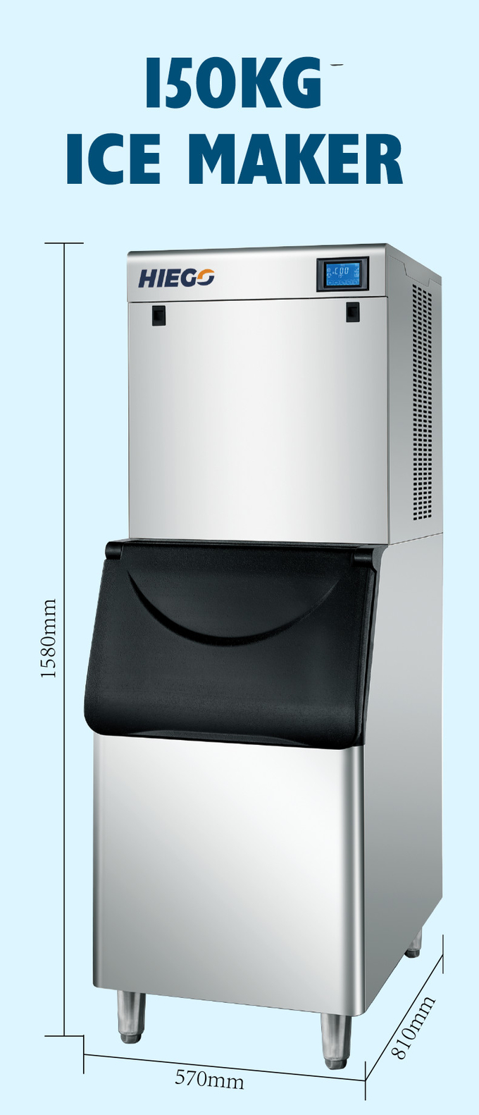 150KG / 24hr Zar Kare Küp Buz Makinesi Makineleri Ticari Kullanım İçin Buz Makinesi 7