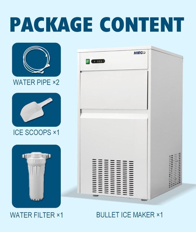 Ticari Nugget Buz Makinesi Taşınabilir 100kg Hava Soğutma Mermi Buz Yapıcı Ev İçin 10