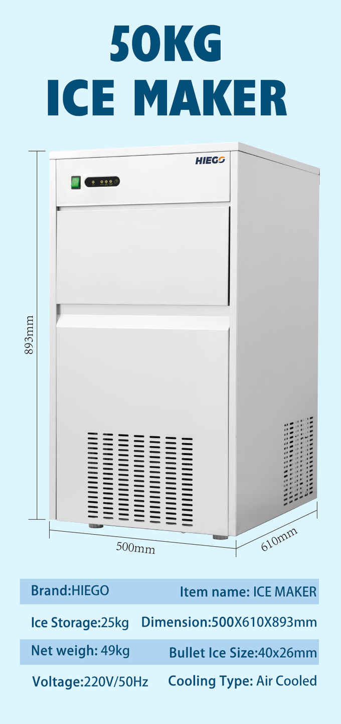 50kg Mutfak Buz Makinesi Ticari Taşınabilir Pelet Buz Makinesi R134a 7