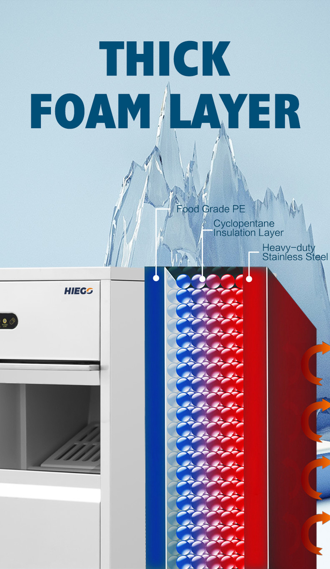 50kg Mutfak Buz Makinesi Ticari Taşınabilir Pelet Buz Makinesi R134a 4