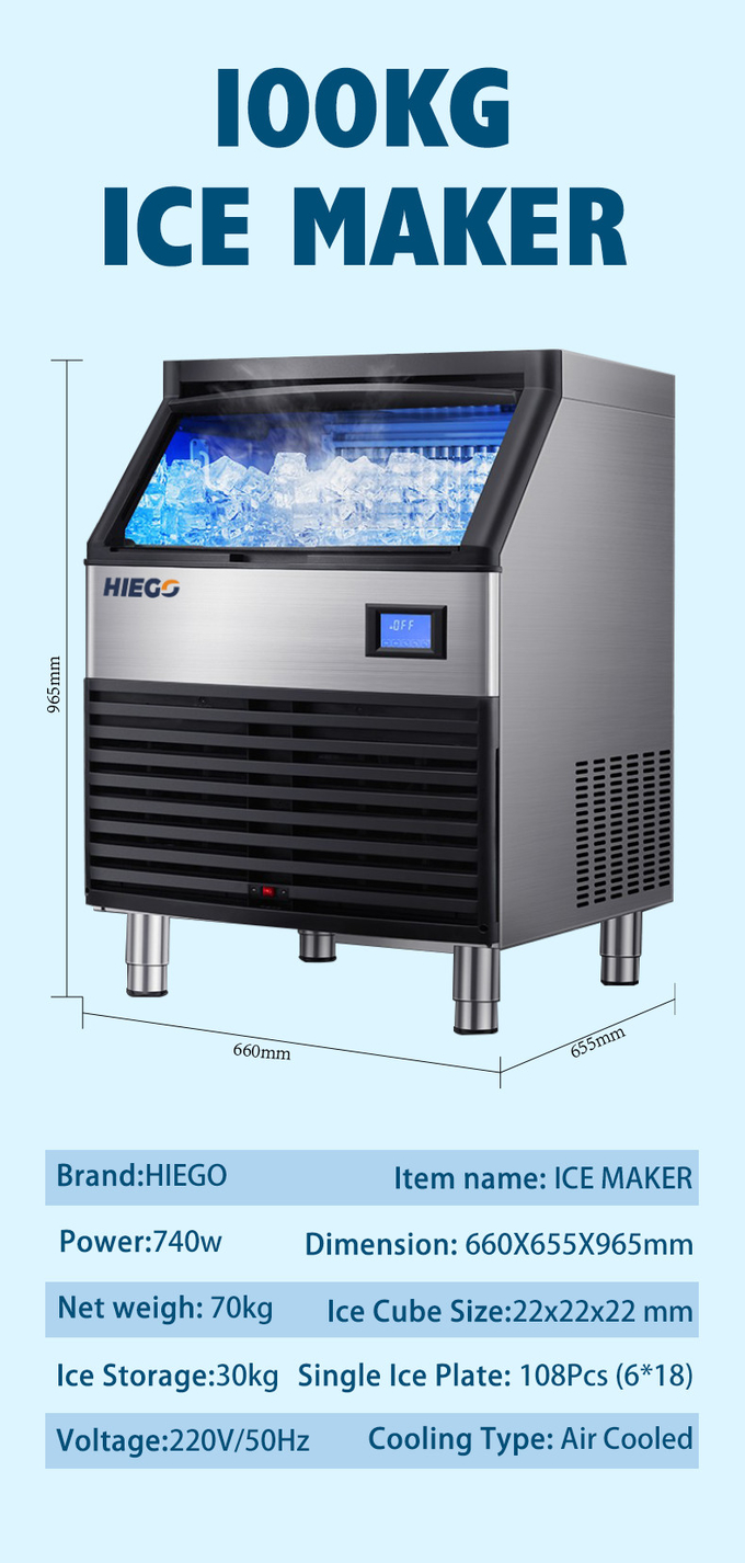 35kg Tam Otomatik Buz Makinesi 100kg Buzdolabı Buz Yapıcı Hava Soğutma 8