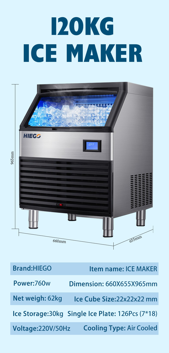 Yüksek Verimli ve Gıda Sınıfı 80.90kg Buz Küpü Yapma Makinesi Tam Otomatik 120KG 100KG Buz Yapıcı 7