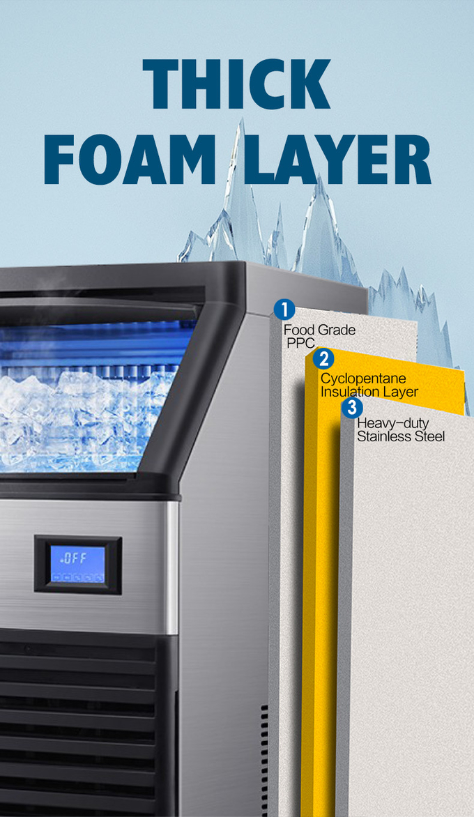 İçecek Gıda Dükkanı için Paslanmaz Çelik ABS Otomatik Buz Makinesi Blok Buz Makinesi 3