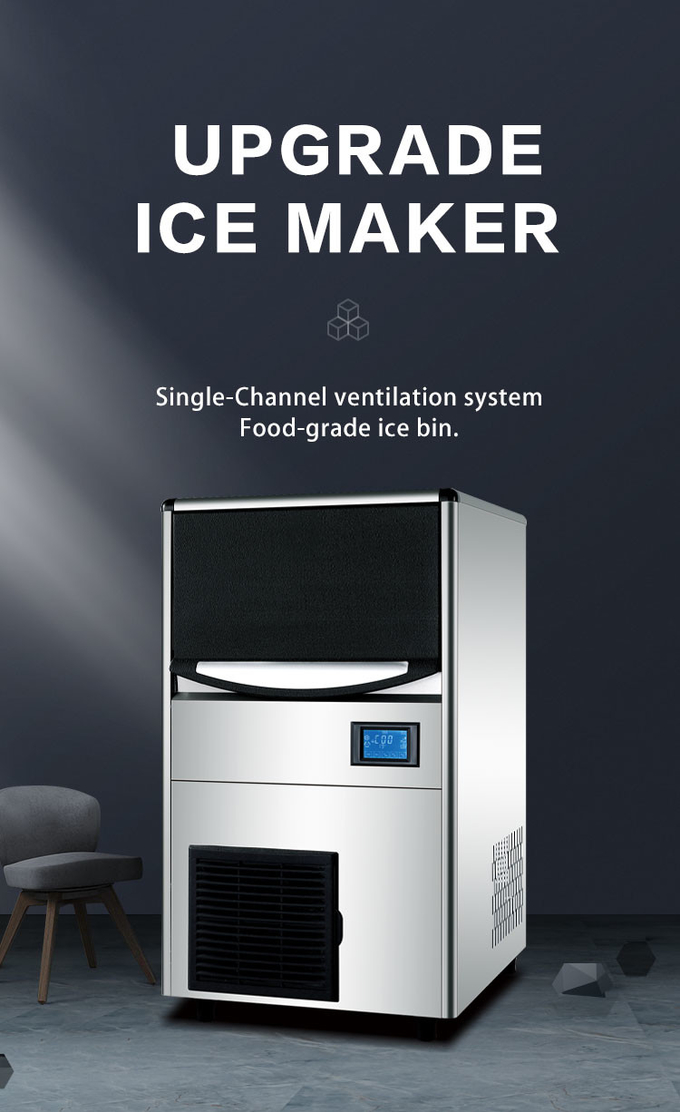 60kg / 24h Ticari Buz Makinesi Makinesi Ev Kahve Dükkanı İçin Mini Buz Yapma Makinesi 0