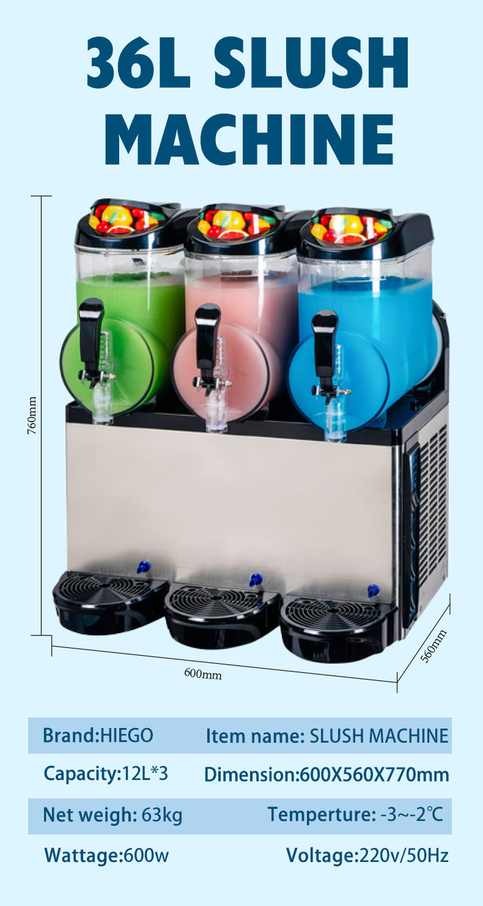 Dondurulmuş İçecek İçin Ticari Slush Makinesi Tam Otomatik 36l Margarita 0
