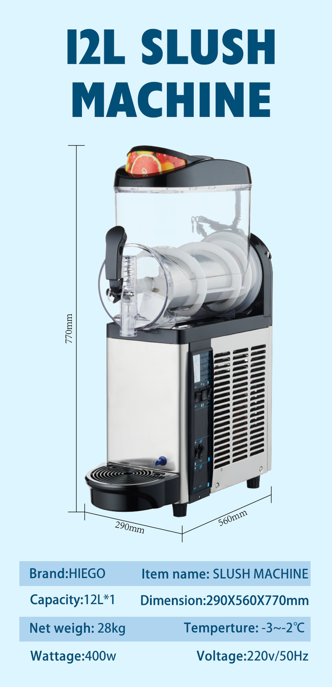 Dondurulmuş İçecek İçin Tam Otomatik Tek Kase Slush Makinesi Pürüzsüz Margarita Slushy Maker 7