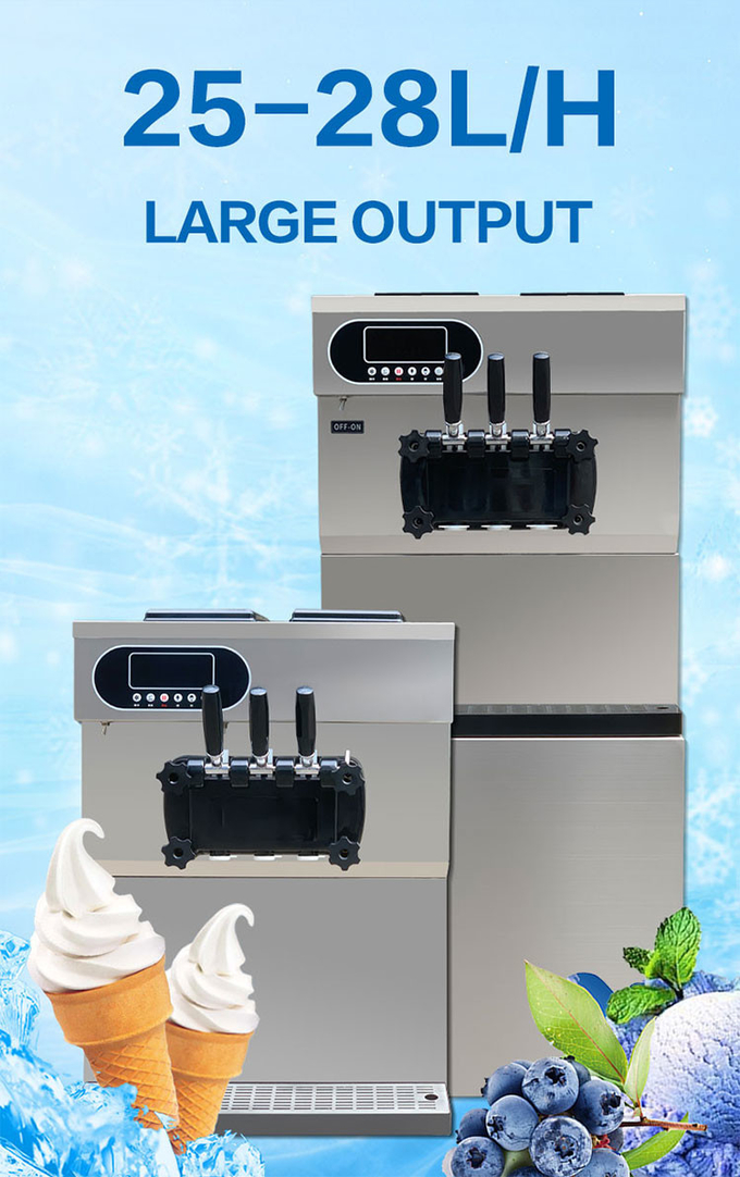 25-28l/H Ticari Dondurma Makinesi 2+1 Karışık Aromalı Ev Tipi Soft Servis Makinesi 1
