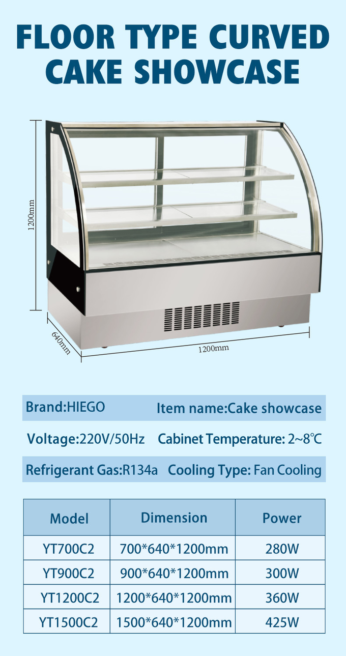 50-60hz Kek Teşhir Vitrini Buzdolabı Standı Tezgahüstü Kek Vitrini 9