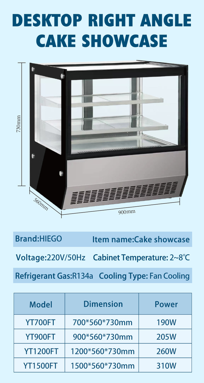 50-60hz Kek Teşhir Vitrini Buzdolabı Standı Tezgahüstü Kek Vitrini 0