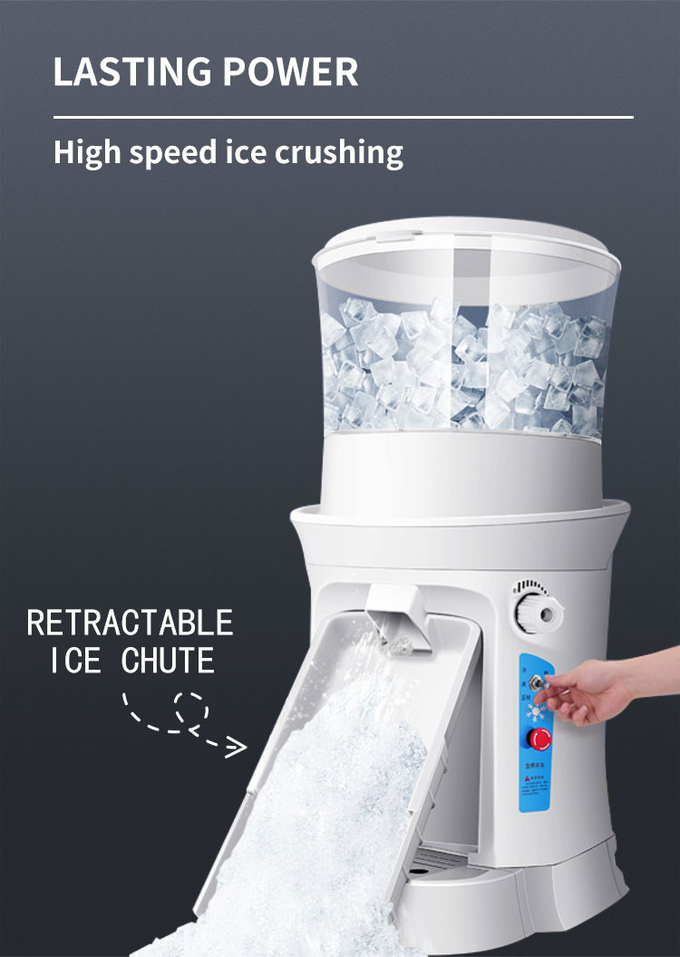 320RPM Ice Cube Buz Tıraş Makinesi Makinesi 400W Hazne Elektrikli Tıraş Makinesi Saatte 680kgs 2