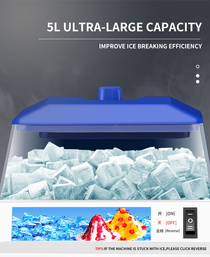 Ayarlanabilir Buz Dokulu 300w Ticari Elektrikli Buz Tıraş Makinesi Masaüstü 5kgs Ev İçin Tıraşlı Buz Makinesi 6