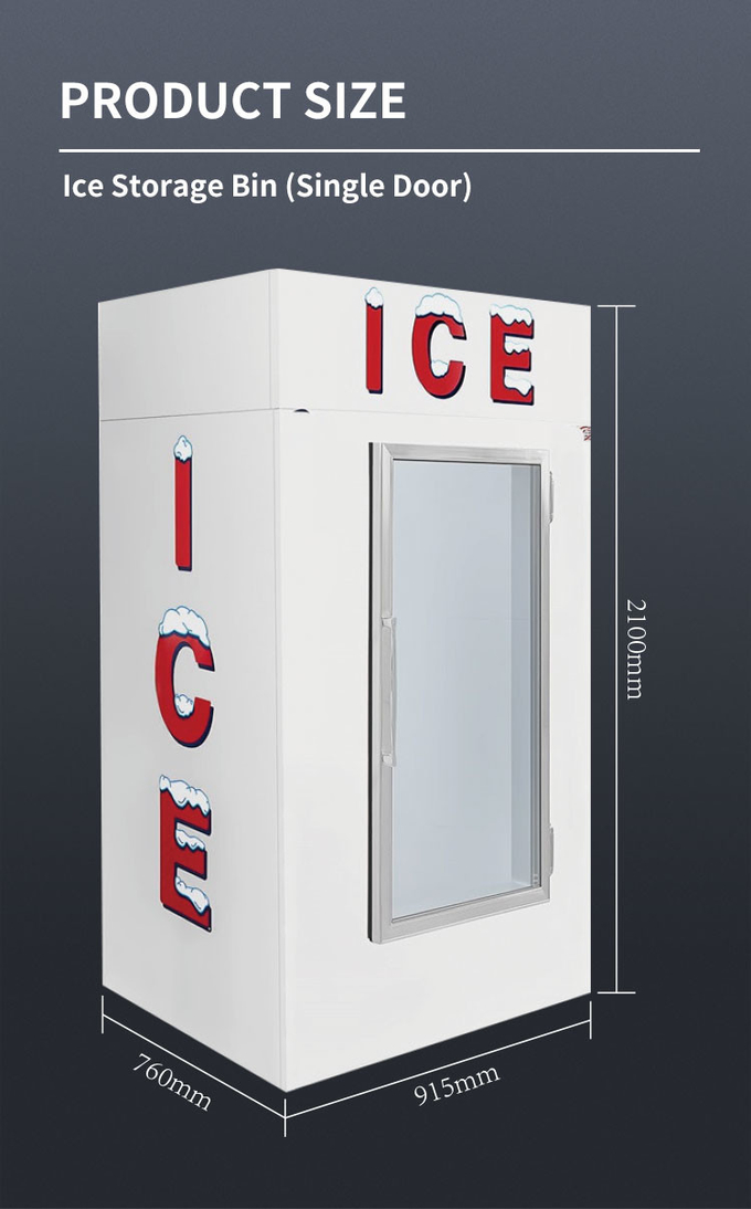 Paslanmaz Çelik Dış Mekan Buz Merchandiser PVC Popsicle Ekran Dondurucu R404a 3