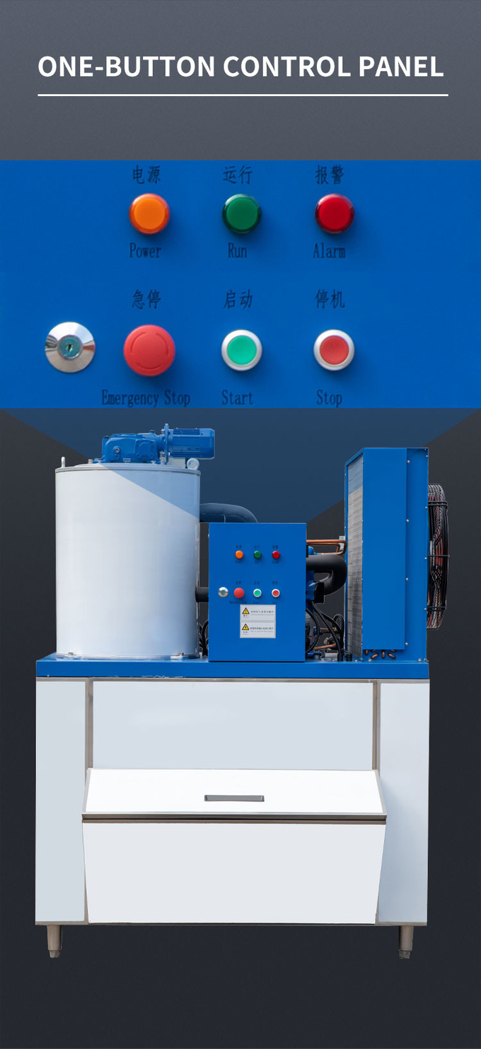 Deniz Ürünleri Taze Tutma için Otomatik Yaprak Buz Makinesi Ticari 1 Ton / 24h Kar Tanesi Buz Makinesi 2