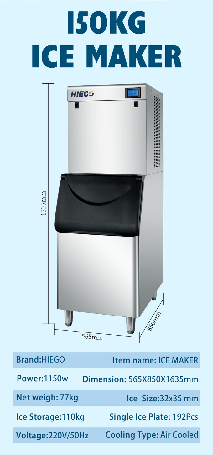 200kg Hilal Buz Makinesi İçme Barı Kahve Buz Makinesi Hava Soğutma 10