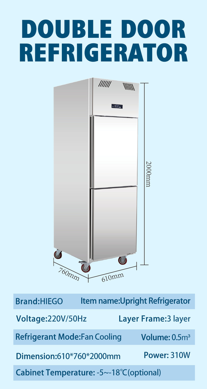 Otel Restoran Mutfak Ekipmanları İçin 500L Ticari Dik Buzdolabı 8
